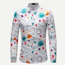 Romwe Men Geometric Print Shirt