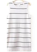 Romwe White Sleeveless Striped Knit Tank Dress