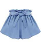 Romwe Blue Casual Tie-waist Shorts