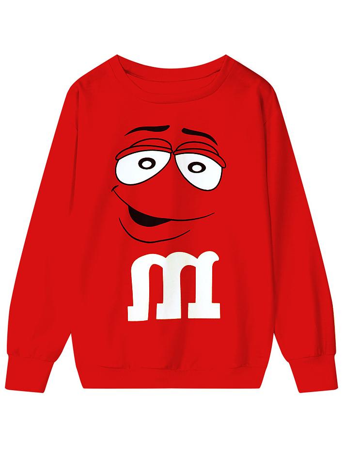 Romwe Cartoon Print Red Sweatshirt