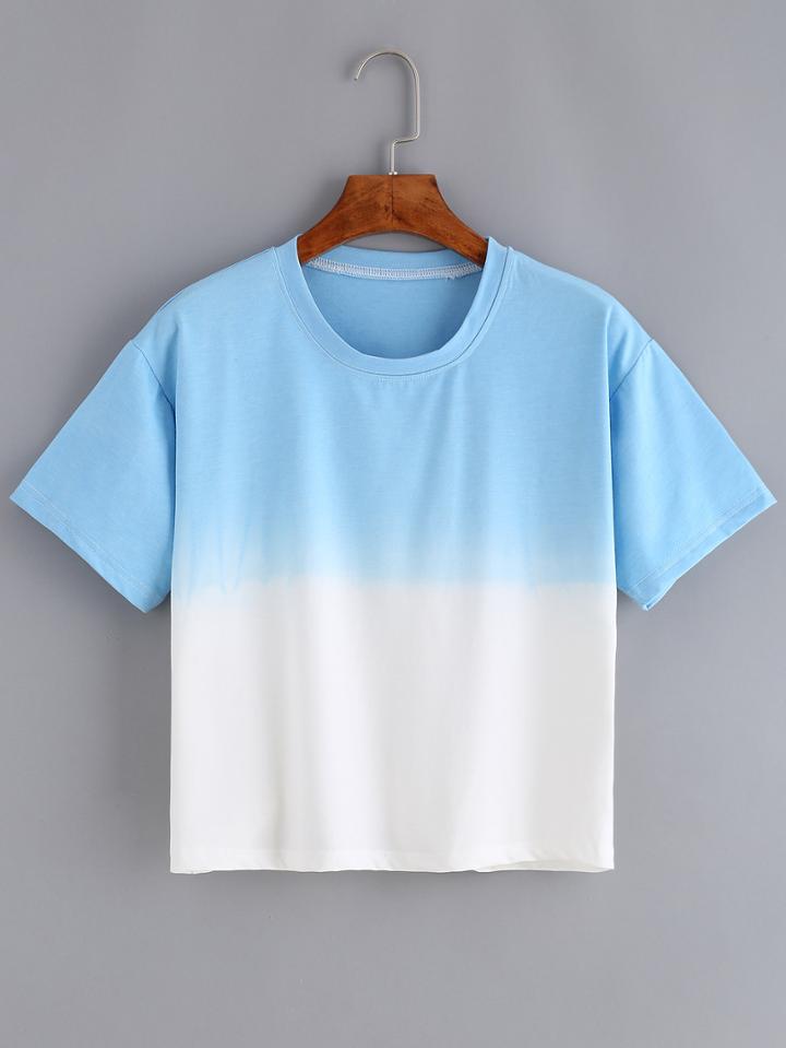 Romwe Ombre Blue T-shirt