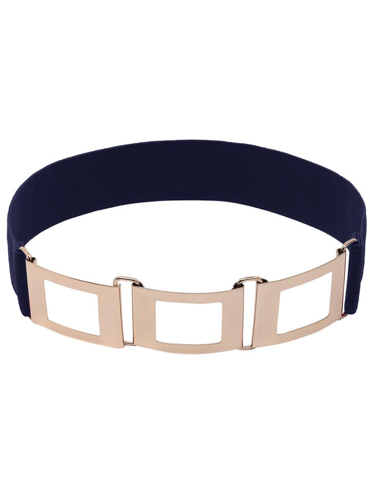 Romwe Polished Interlock Buckle Elastic Belt