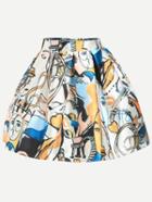 Romwe Multicolor Abstract Print Box Pleated Skirt