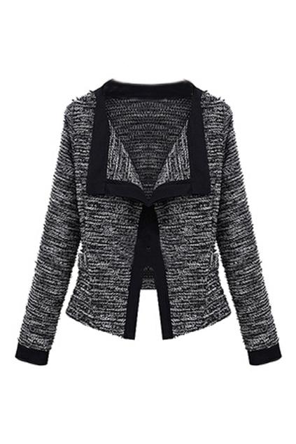 Romwe Lapel Dual-tone Knitted Cardigan