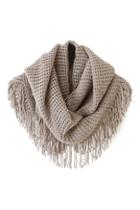 Romwe Tassels Embellished Kintted Grey Scarf