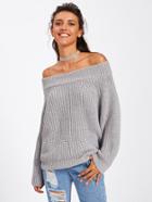 Romwe Off Shoulder Texture Knit Sweater