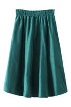 Romwe Elastic Pleated Green Skirt