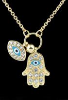 Romwe Gold With Diamond Eye Necklace