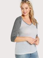Romwe Two Tone Basic Baseball Tee