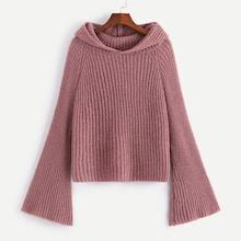 Romwe Hooded Solid Jumper