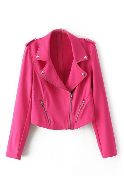 Romwe Zippered Sheer Rose Coat