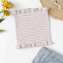 Romwe Frill Trim Pleated Tube Top