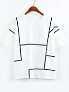 Romwe Contrast Binding T-shirt - White