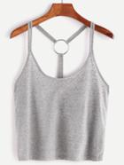Romwe Heather Grey Ring Accent Back Cami Top