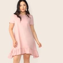 Romwe Plus Asymmetrical Ruffle Hem Dress