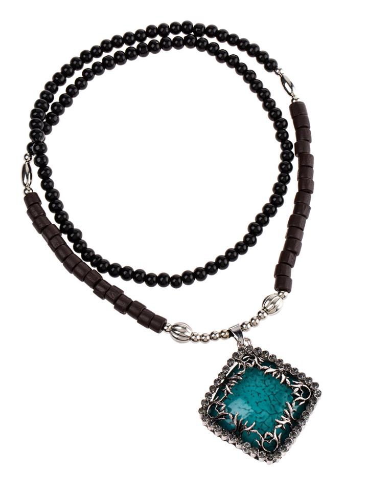 Romwe Green Diamond Pendant Necklace