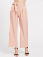 Romwe Self Tie Waist Wide Leg Pants