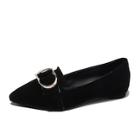 Romwe Point Toe Suede Flat Loafers