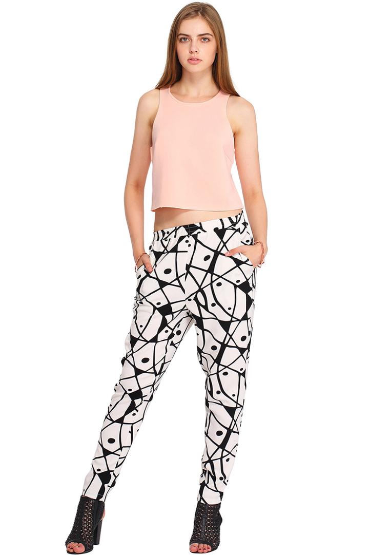 Romwe Romwe Abstract Pattern Casual Pants