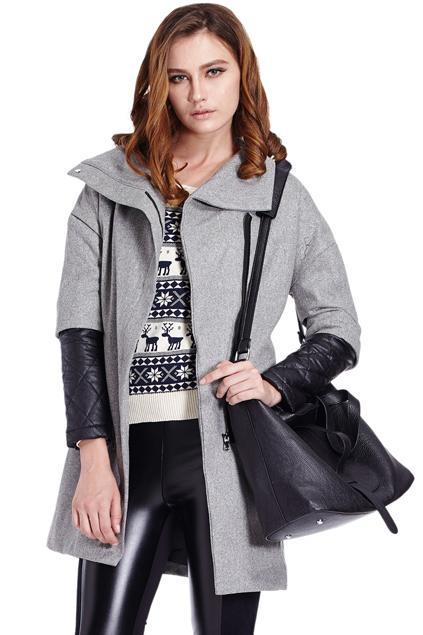 Romwe Romwe Panel Zippered Asymmetric Grey Trench Coat