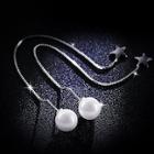 Romwe Faux Pearl & Star Threader Earrings