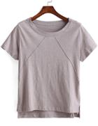 Romwe Dip Hem Grey T-shirt