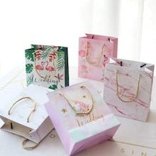 Romwe Flamingo & Unicorn Print Paper Bag 5pcs