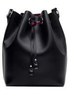 Romwe Black Drawstring Pu Bucket Shoulder Bag
