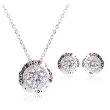 Romwe Rhinestone Necklace & 1pair Stud Earrings