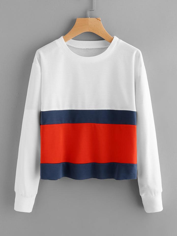 Romwe Color Block Sweatshirt