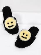 Romwe Emoji Design Two Tone Flat Slippers