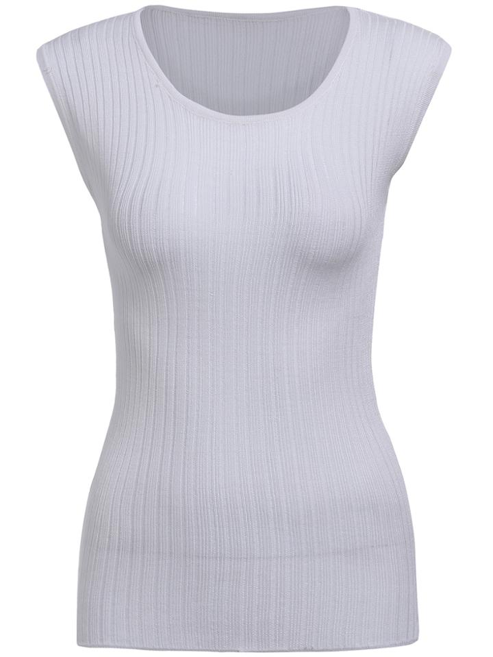 Romwe Knit Slim White Tank Top