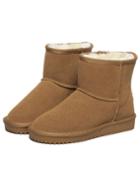 Romwe Camel Round Toe Thicken Boots