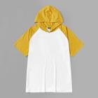 Romwe Guys Raglan Sleeve Hoodie Tee