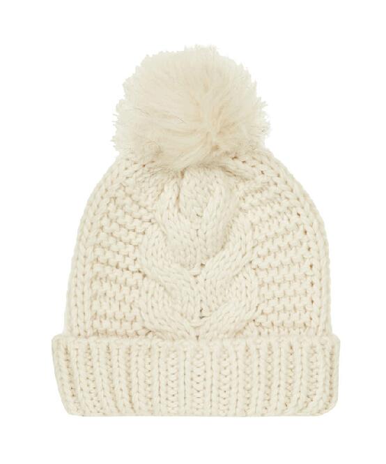 Romwe Pompom Knit Embellished Beanie-white
