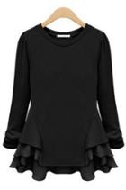 Romwe Contrast Chiffon Ruffles T-shirt