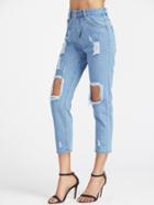 Romwe Distressing Ripped Knees Jeans