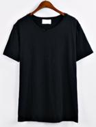 Romwe Black Drop Shoulder T-shirt