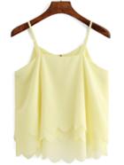 Romwe Spaghetti Strap Scalloped Hem Chiffon Cami Top