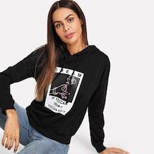 Romwe Mixed Print Hoodie