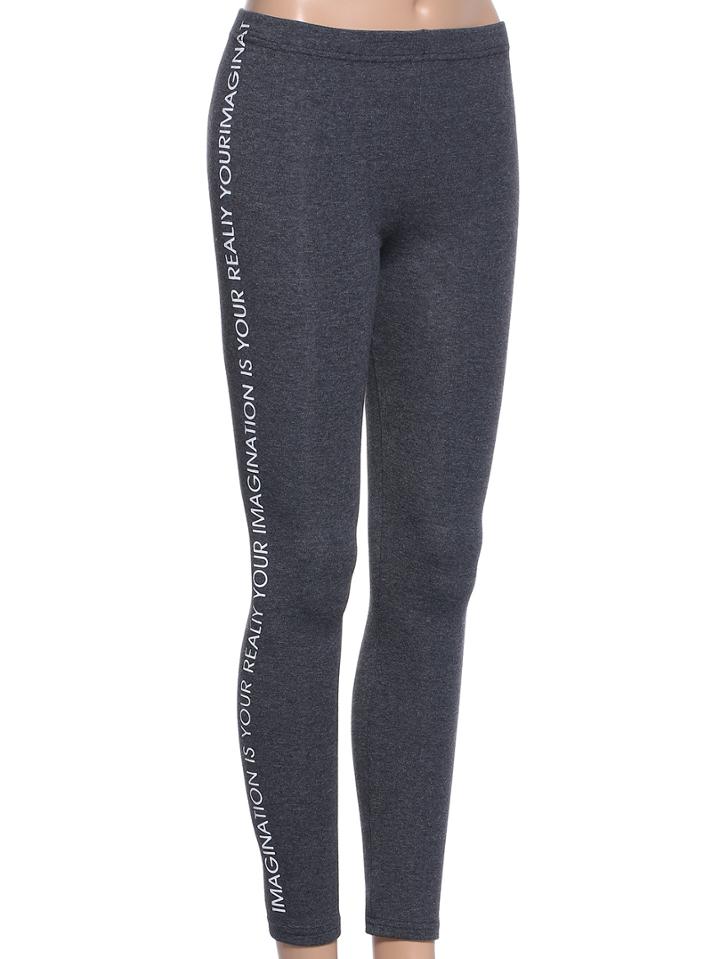 Romwe Letter Print Elastic Waist Leggings
