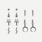 Romwe Star & Moon Drop Earrings 6pairs