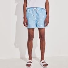 Romwe Guys Cloud Print Drawstring Shorts