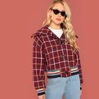Romwe Exaggerate Collar Button Up Tweed Jacket