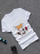 Romwe Men Patched Animal Embroidery Tee
