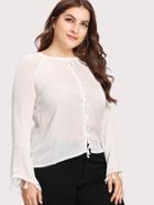 Romwe Tassel Trim Raglan Sleeve Blouse