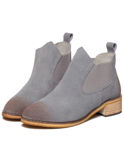Romwe Grey Brush Round Toe Elastic Boots