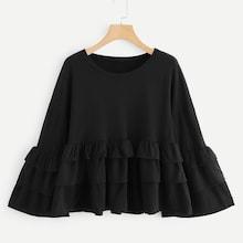 Romwe Tiered Layer Flounce Sleeve Sweatshirt