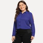 Romwe Plus Cold Shoulder Collar Blouse