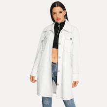 Romwe Button Up Pocket Patched Belted Coat